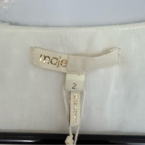 MWT Maje Plumeti Cropped White Wrap Ruffle V-neck Wrap Blouse Size 2 NEW - Picture 13 of 15